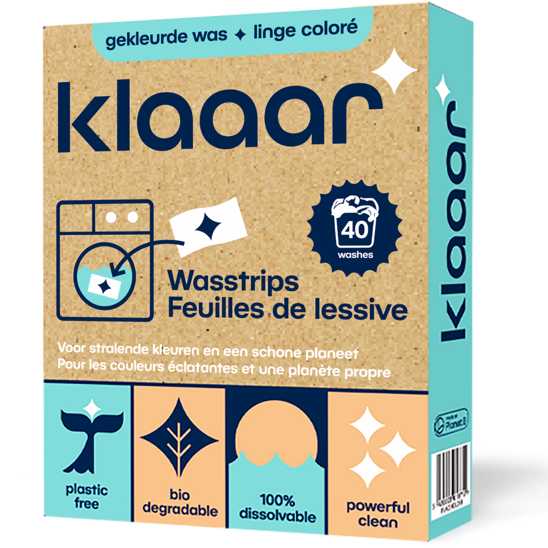 Feuilles de lessive KLAAAR (40 lessives) pour vêtements de couleur –