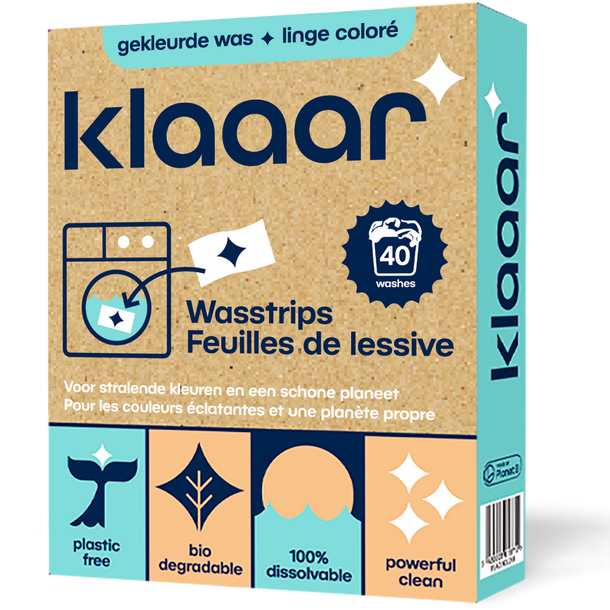 Feuilles de lessive KLAAAR (40 lessives) pour vêtements de couleur