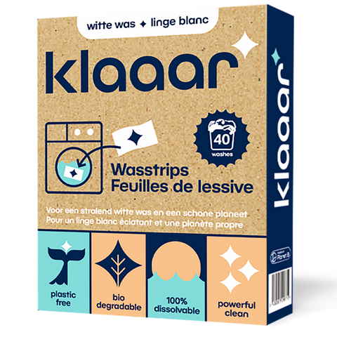 Feuilles de lessive KLAAAR (40 lessives) pour vêtements blancs