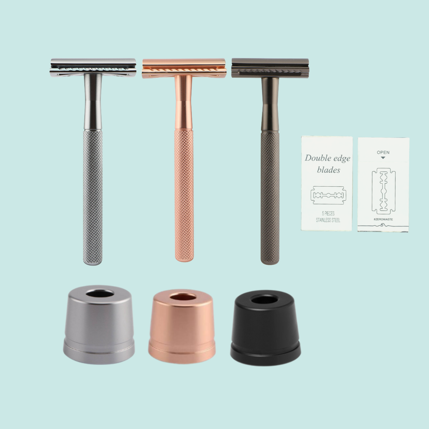 SAFETY RAZOR SCHEERMES + HOUDER + MESJES  | 3 kleuren image 1